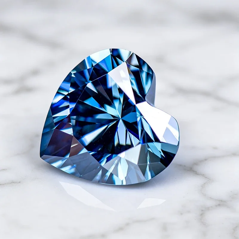 Moissanit-Stein Herzschliff Natürlicher Königsblauer Laborgezüchteter Edelstein für Charms Schmuckherstellung Besteht Diamanttester mit Zertifikat – Detail 4