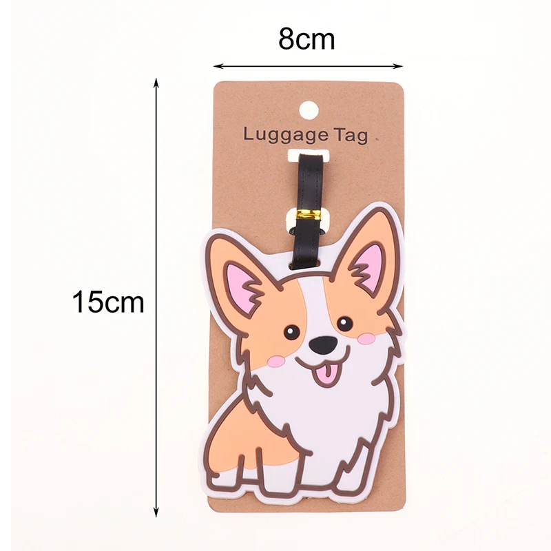 1Pc Luggage Tag Creative Corgi Panda Suitcase Fashion Style PVC Soft Glue Portable Travel Label Accessories