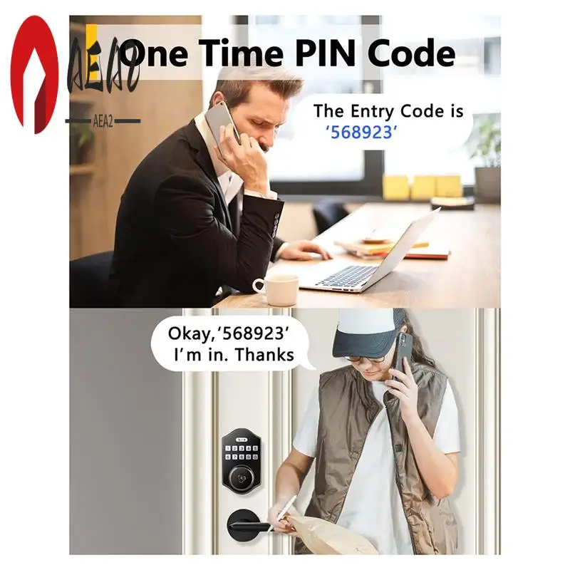 AEA2-1Set Automatisches Vordertürschloss, 100-Benutzer-Codes mit Anti-Peeking-Elektronik-Riegel mit Tastatur aus Metall