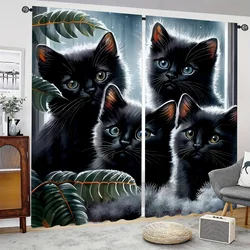 2 pz rustico animale gatto stampa tende Semi oscuranti tende alla moda per camera da letto ufficio cucina soggiorno sala studio casa