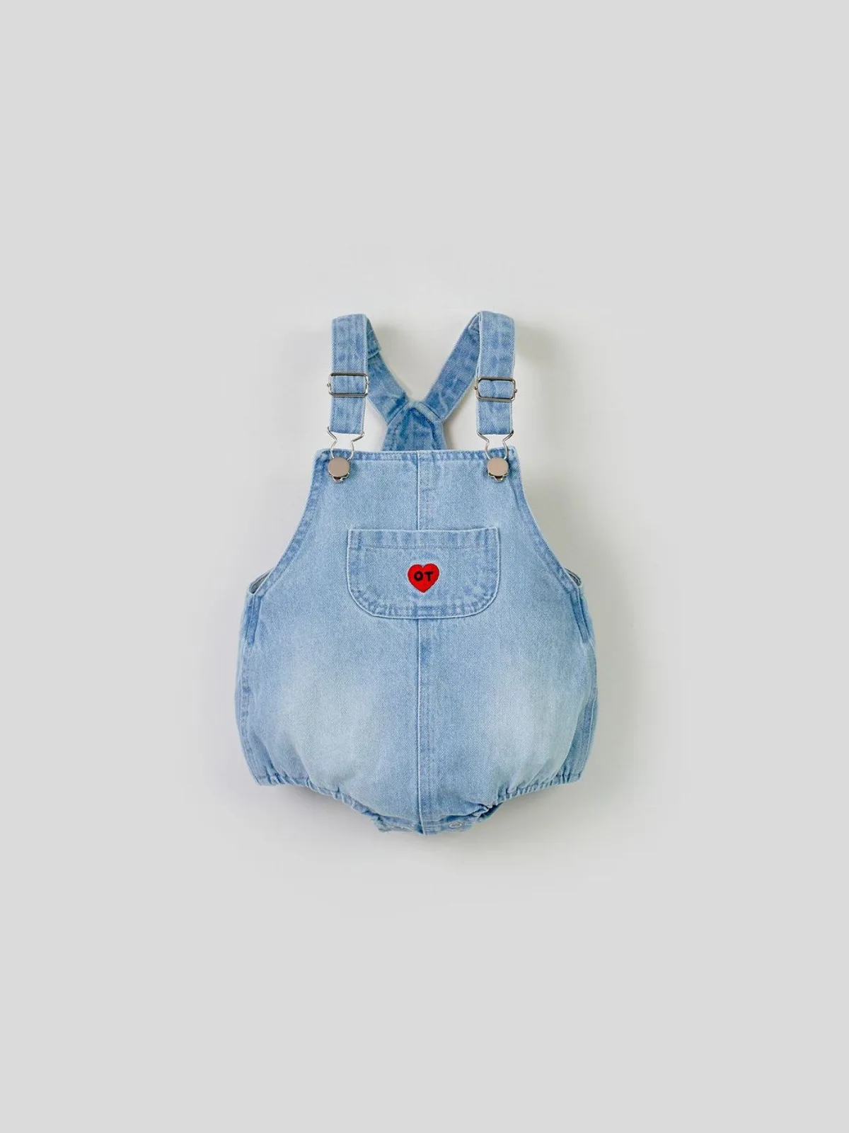 2024 Autumn New Baby Sleeveless Strap Bodysuit Cotton Boy Girl Heart Pocket Denim Jumpsuit Infant Toddler Cute Overalls 0-24M