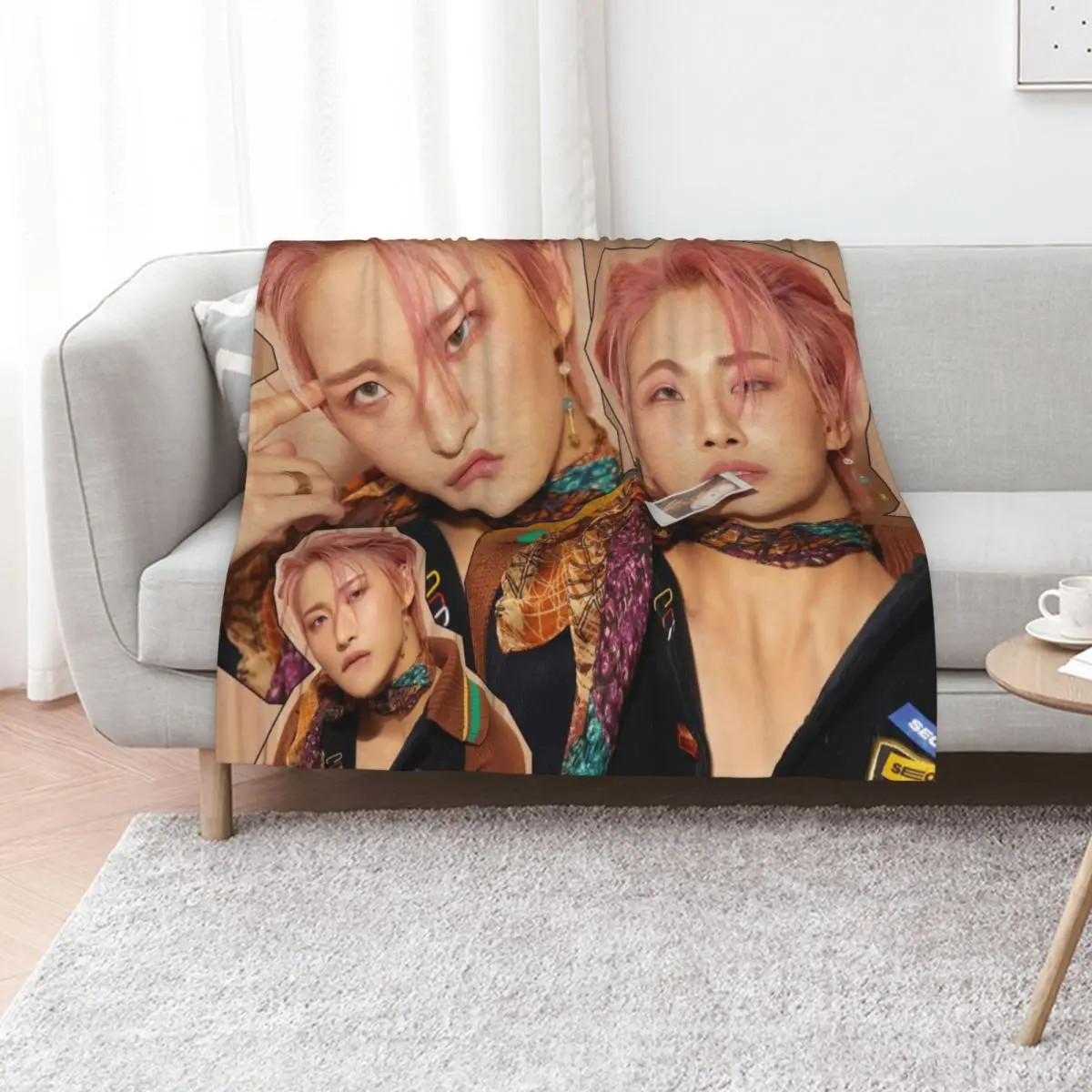 Seongwha ATEEZ THE REAL Throw Blanket Elegant Warm Throw Blanket for Hotel Home