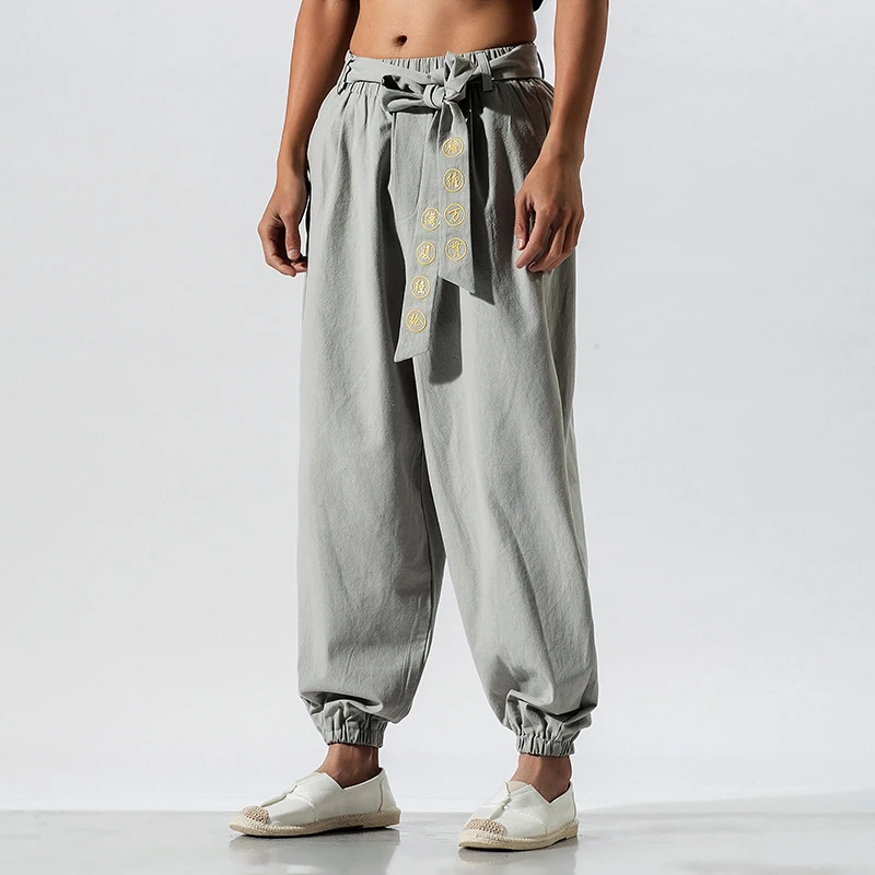 Japanese Casual Kimono Pants Loose Harajuku Trousers Japan Men Traditional Harem Pants Male Embroidered Jogging Pants Streetwear