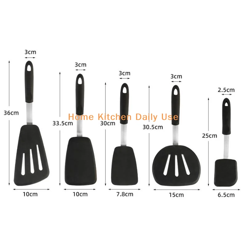 

portableFlexible Nonstick Silicone Frying Spatula with 1 Durable Stainless Steel Handle for Kitchen Cooking Taskscommonly used