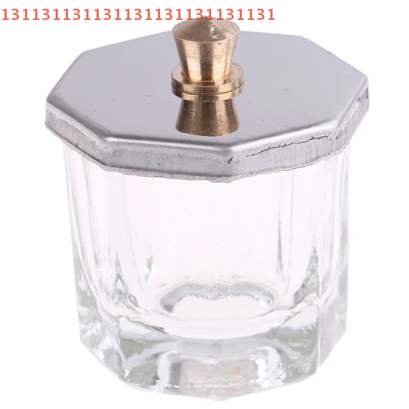 1X أدوات تجميل طبق دابن زجاجي على شكل مثمن مع غطاء معدني من الفولاذ المقاوم للصدأ