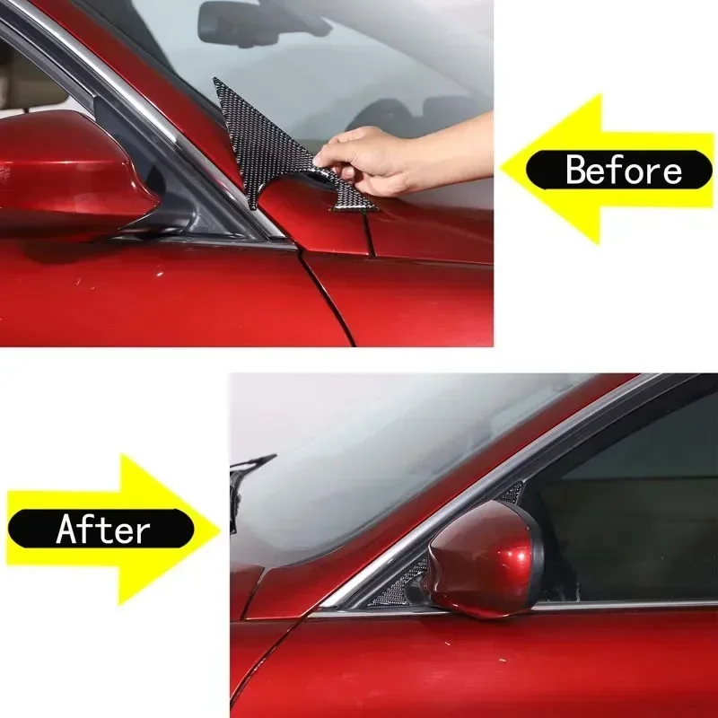 For 2005-2012 BMW 3 Series E90 Soft Carbon Fiber Car Exterior A-pillar Triangle Decorative Sticker Protection Accessories 2Pcs