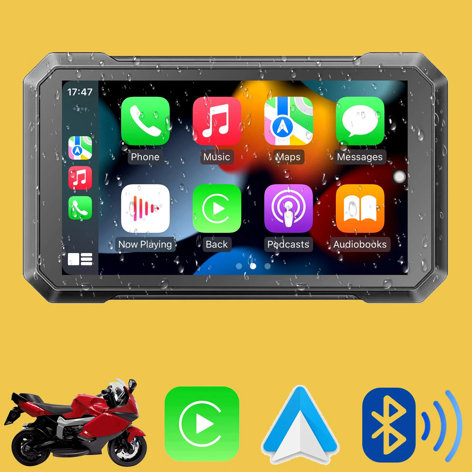 Android Auto Apple Carplay 7 Inch Screen Portable Motorbike Moto Wireless for Motorcycle Gps Waterproof Navigator with Buebooth