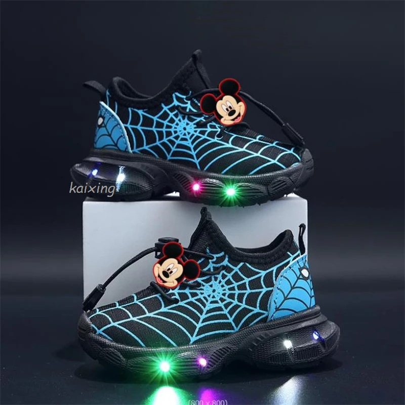 New Children\'s Led Light Shoes Fashion Mickey Minnie Stitch Kids Sneakers Spring Autumn Boys Sport Shoes Anti-slip Girls Shoes