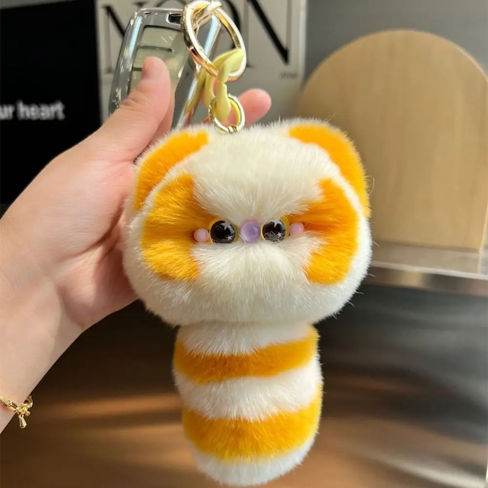 

Doll Ornament Cute Rabbit Fur Keychain Fluffy Fur Pompon Kitten Doll Ring Cartoon Cat Fun Car Key Pendant Small Gifts