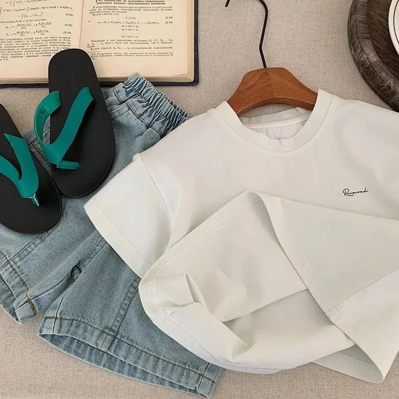 Boy Shirt 2025 New Summer Cotton Cool Fashion Casual Trend Short Sleeved Simple Style