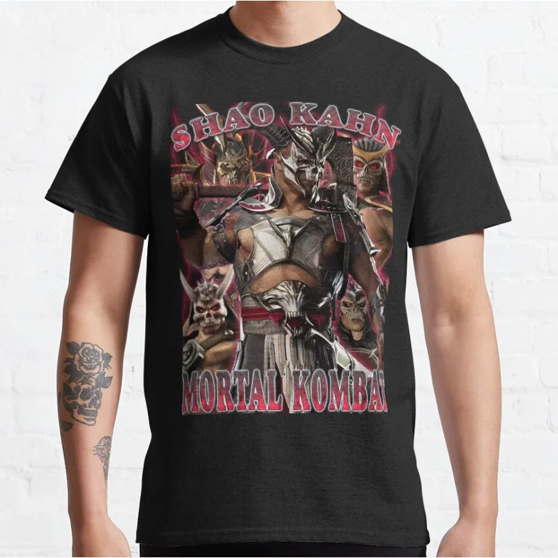 

Shao Kahn 80s retro video game vintage Mortal Kombat Short-sleeve crewneck T-shirt for men Large size Adult Tops S-6xl