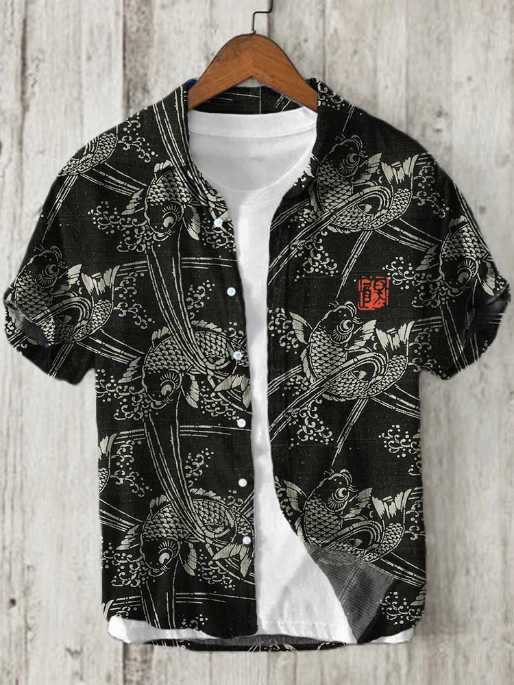 Hawaiian shirt men's shirt T-shirt top boy T-shirt printed short sleeved shirt