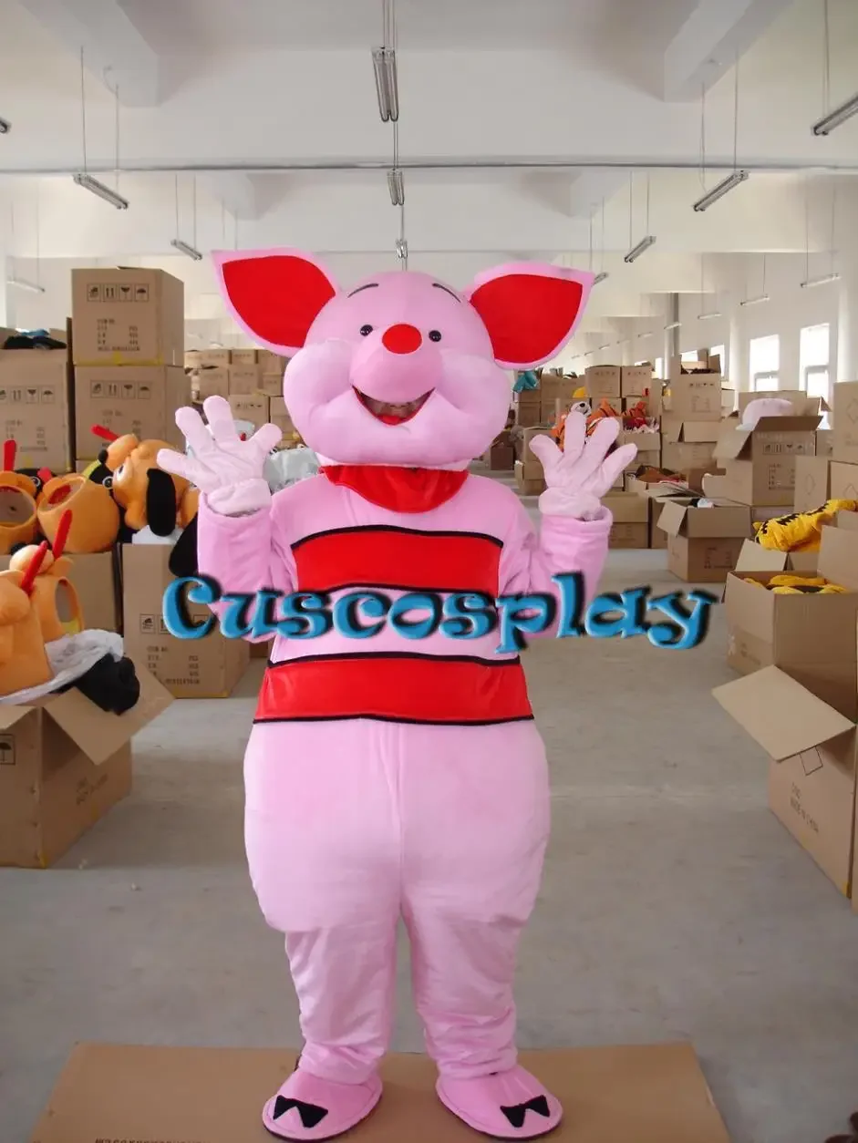 Christmas Pink Pig Cartoon Mascot Costume Happy Smile Fancy Dress Halloween Christmas Carvinal Party Costume Adult Size Welco