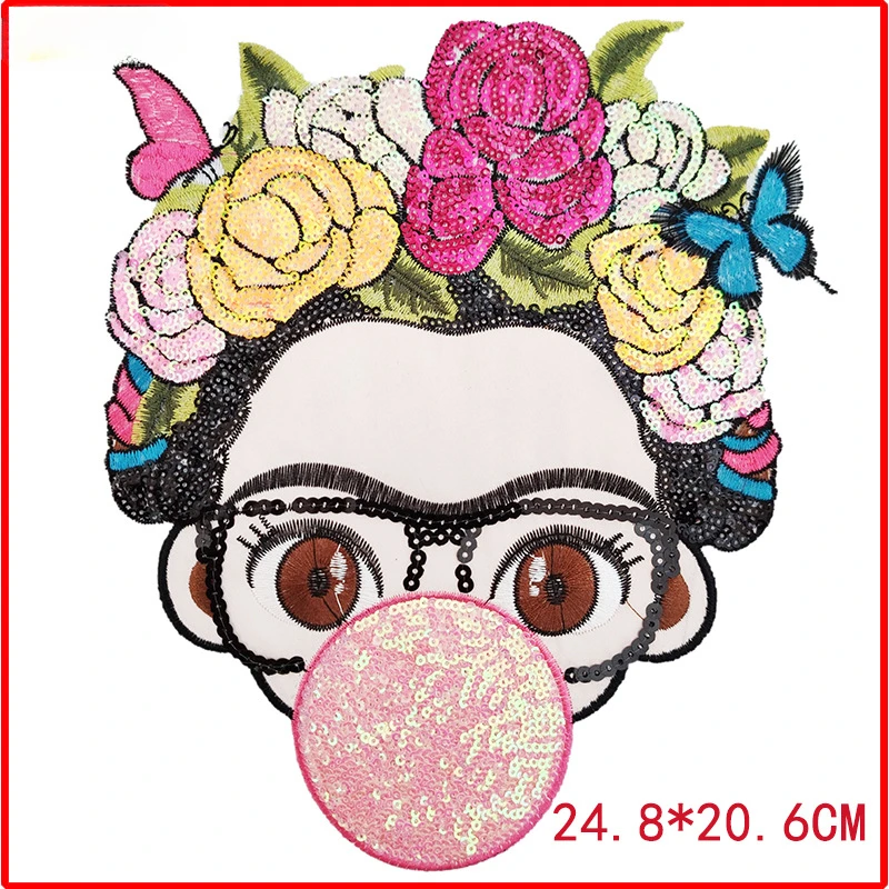 Fashion Cloth Patch Embroidery Clothing Patches Bead Mexican Figure Sequin Glitter Accessories Iron on Patches for Clothes DIY