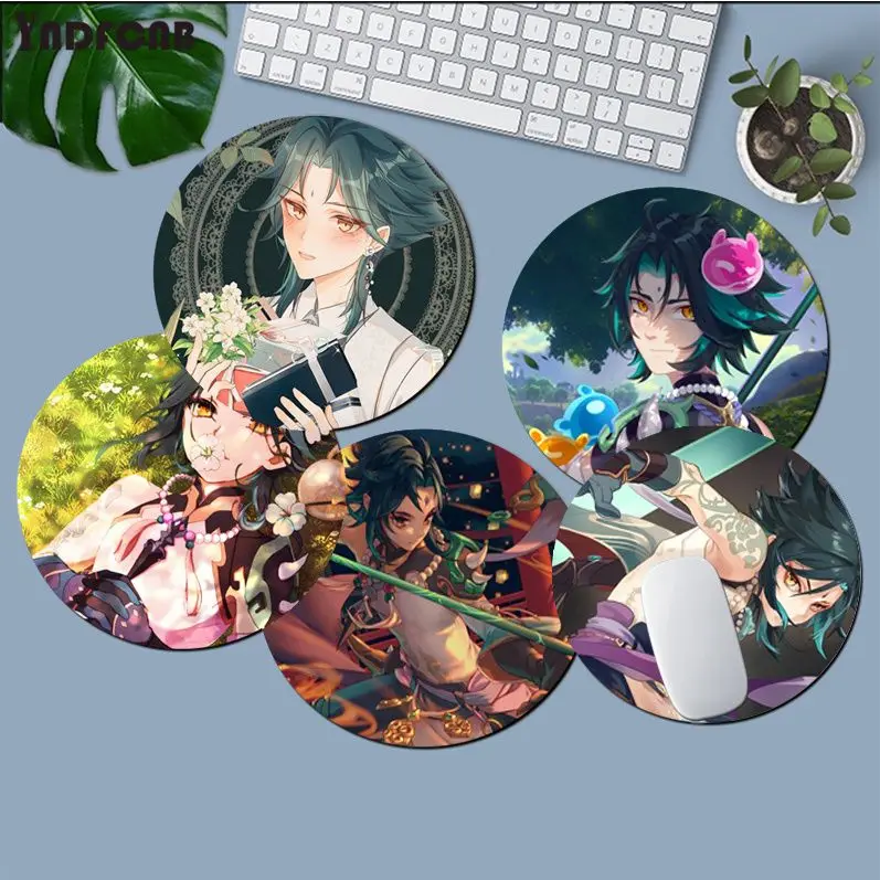 

YNDFCNB Genshin Impact Xiao Round Custom Skin Desktop Desk Mat Accessories Students Writing Pad Mouse Pad for PC Mouse Carpet