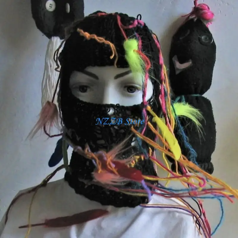 T21F يندبروف الشتاء متماسكة مخطط بالاكلافا قبعة للنساء الرجال إبقاء الرقبة قبعة تدفئة الطقس البارد الدراجات المشي لمسافات طويلة #1