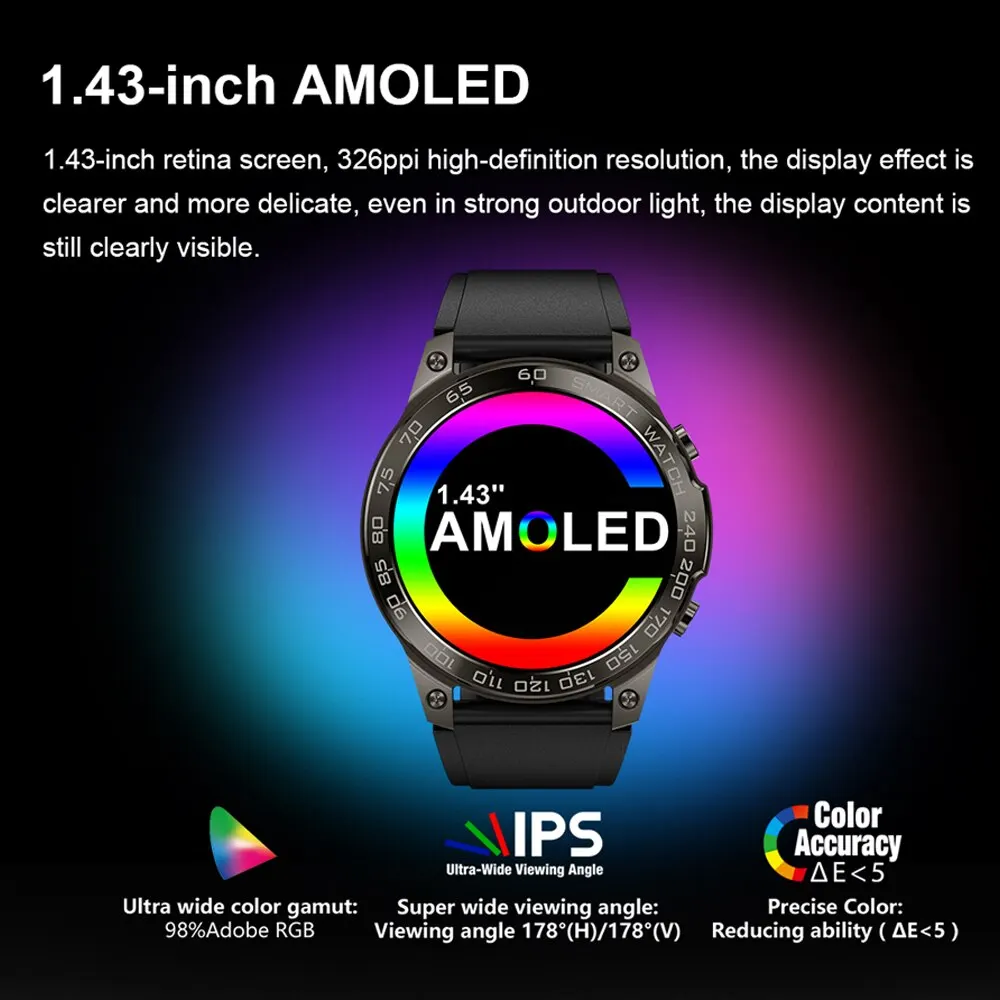 IWO Pro DM50 Smart Watch Sport IP68 Waterdicht AMOLED HD Full Touch Screen Heren Bluetooth Call 400mAh Batterij Smartwatch