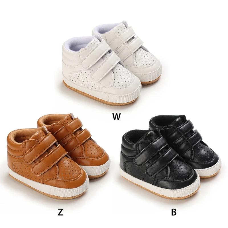 Trendy Solid Color Baby Boy Shoes: Soft PU Leather, Toddler Rubber Sole, Anti-slip (0-18 months)