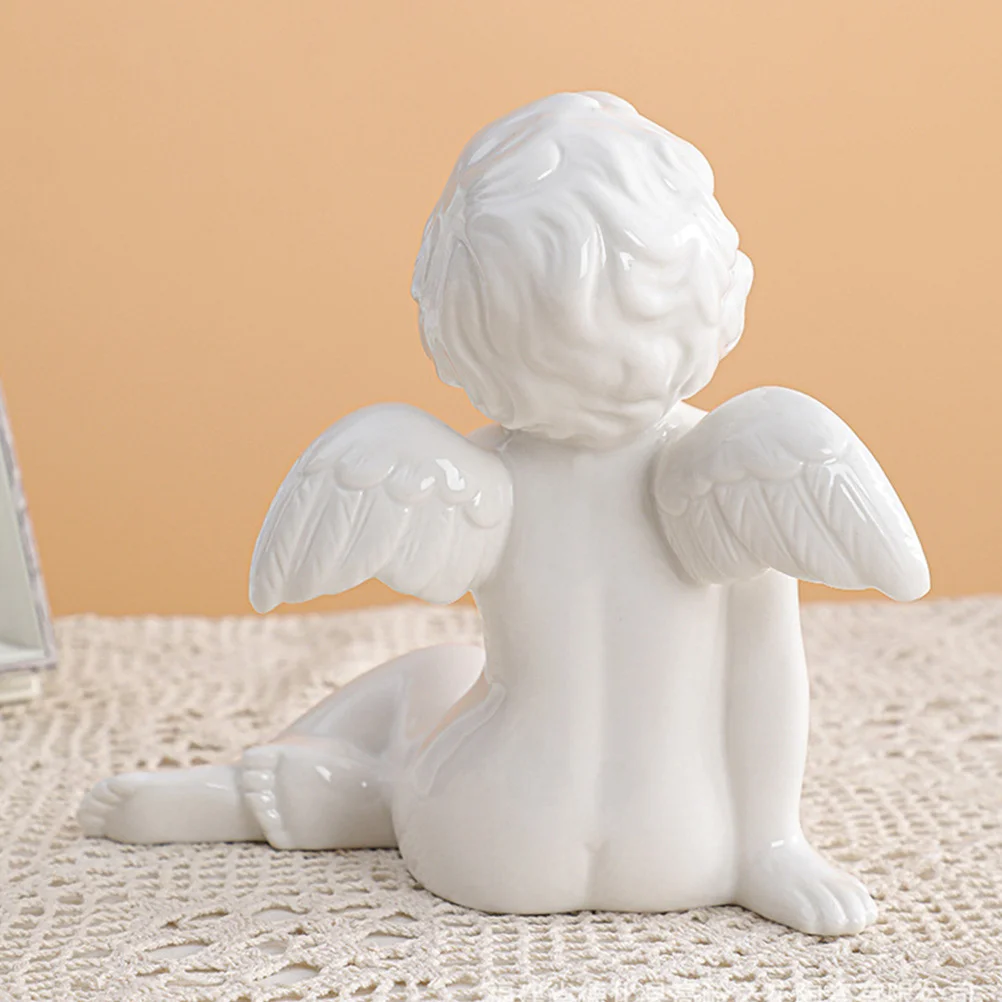 Ceramic Angel Adornment Decor for Table Cabinet Shelf Warm Atmosphere European Style Christmas Wedding Decoration