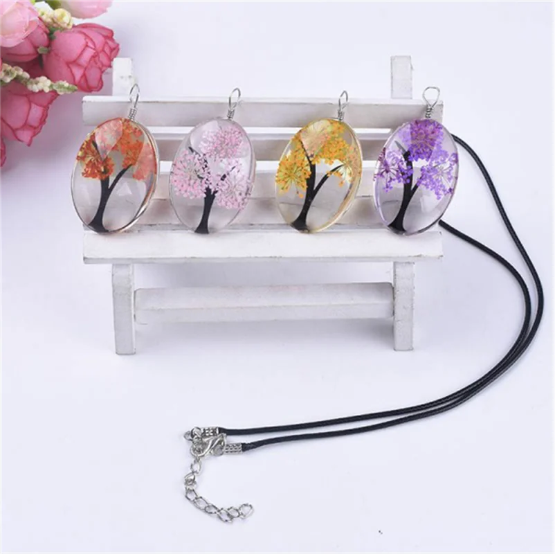 Dry Flower Pendant Necklaces Transparent Glass Life Tree Necklace Jewelry For Women Lucky Accessories 2026 Fashion Handmade Gift