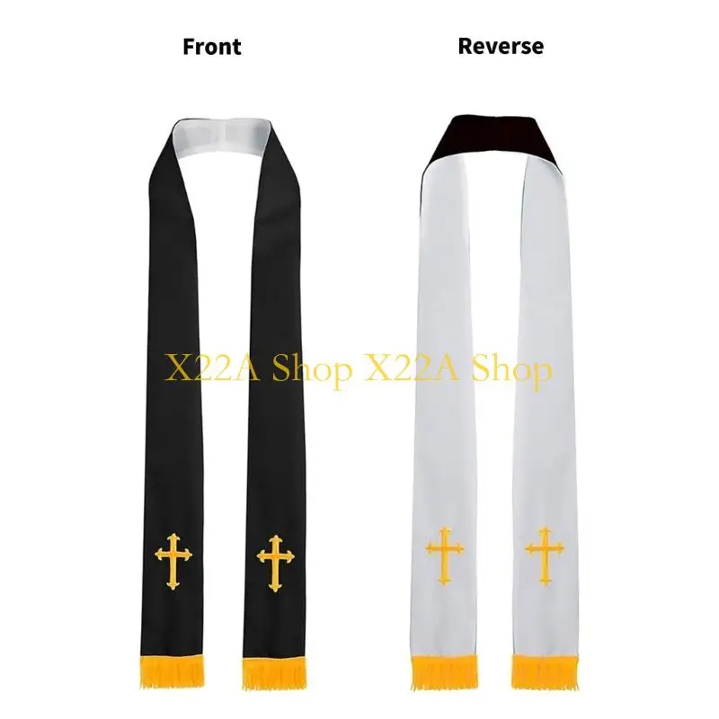 Unique Double Size Religious Stole with Embroidery Crossed Pattern For Clergy Pastors Priests Adult Communion Sacramental Event