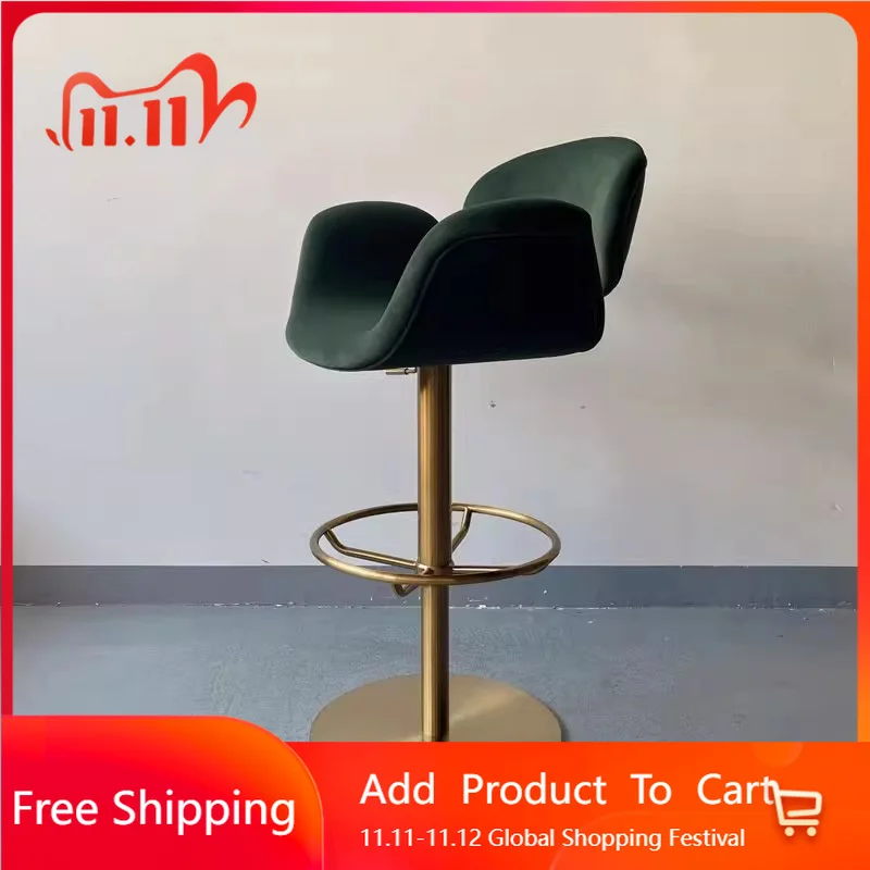 

Metal Barber Bar Stools Luxury Swivel Living Room High Bar Chairs Comfortable With Back Relaxing Bancos De Bar Salon Furniture