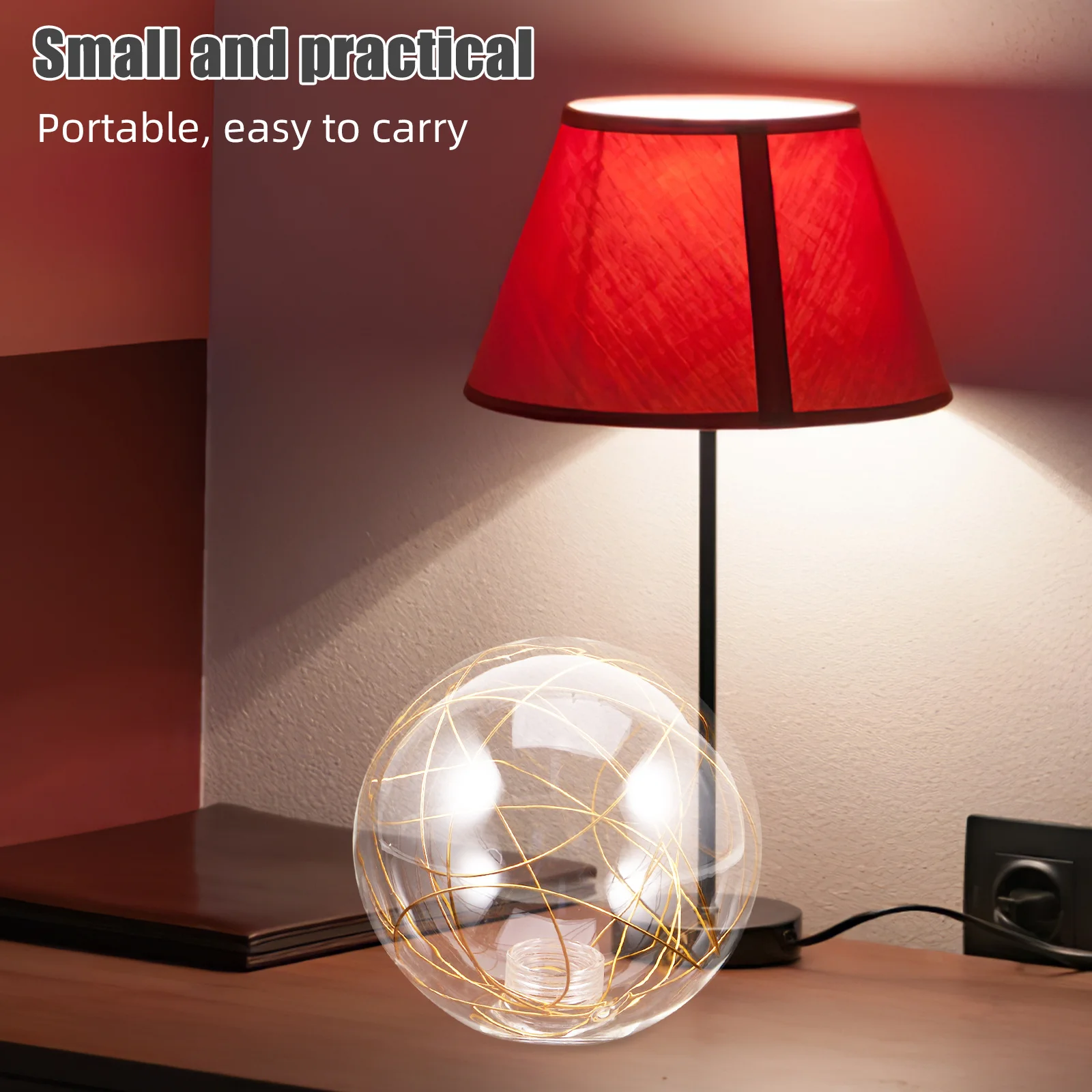 

Glass Globe Lamp Shade Clear Replacement Ball Pendant Light Cover G9 Opening Diameter Inner Aluminum Wire Ceiling Light Globe