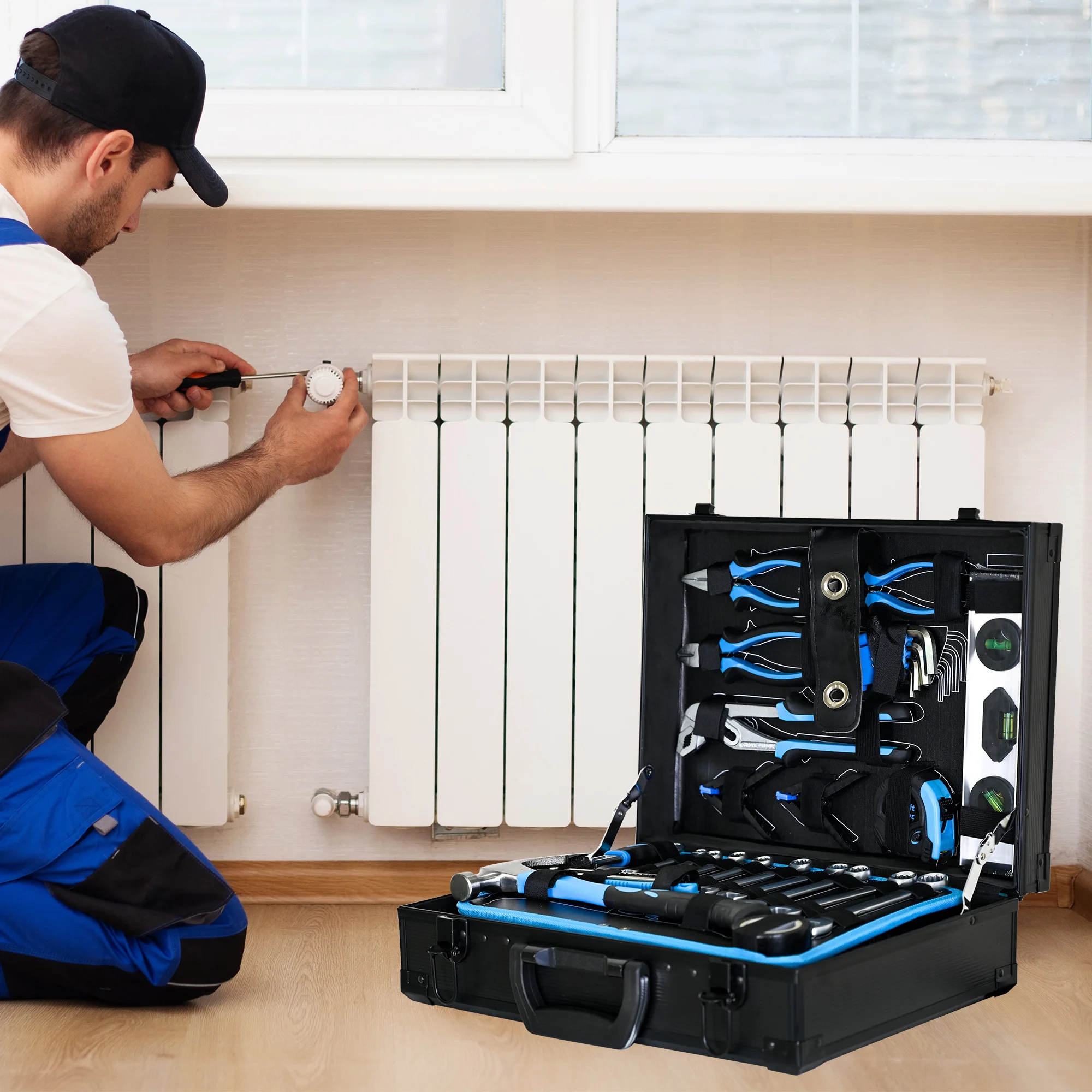 Koper Alat Perawatan Gabungan-247 buah Set Alat Perawatan Rumah Dasar, Set Alat Mesin Umum