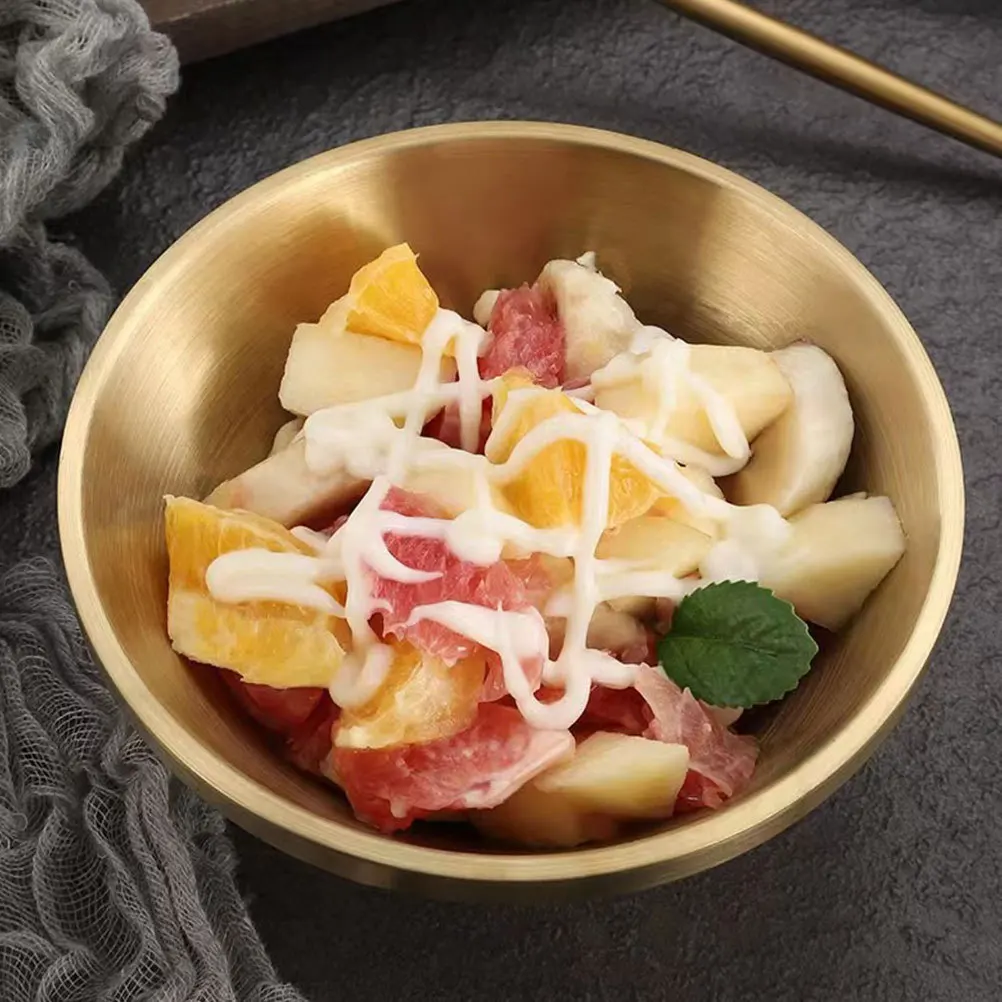 

Hammered Salad Bowl Stainless Steel Multi-Function Serving Bowl For Cereals Fruits Rice Noodles Reusable Kitchen Gadget