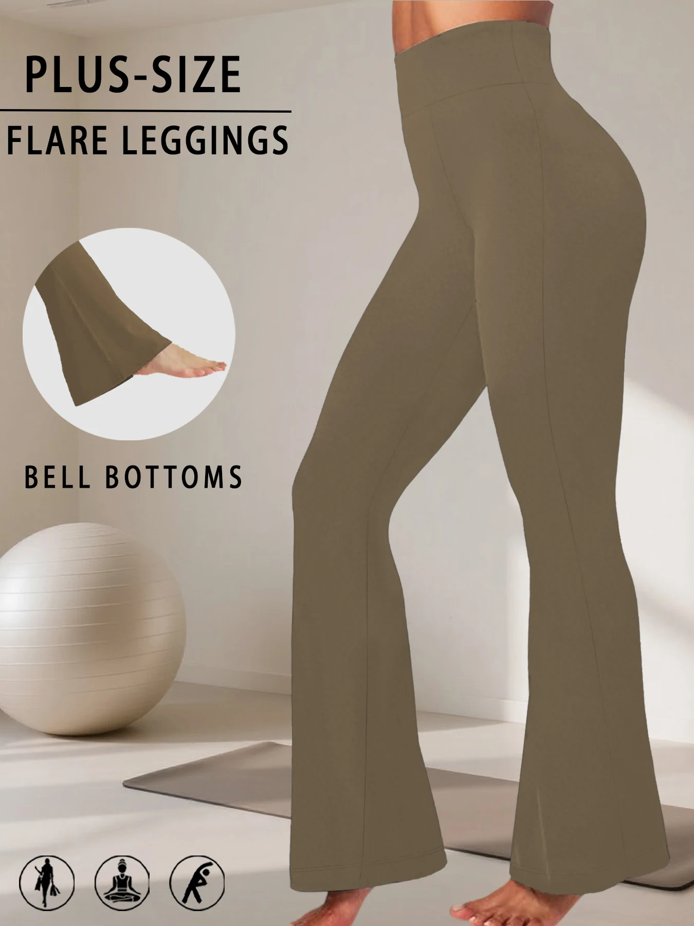 

Женские расклешенные брюки для йоги больших размеров с завышенной талией и приталенными бедрами. Отлично подходит для аэробики и отдыха.