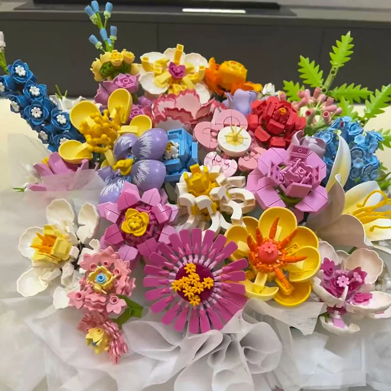 Zestaw DIY Romantyczne Róże Kwiaty Klocki Ogrodki z Kwiatami Wiśni Budynki Klocki Klasyczny Model Mini Klocki Zestawy dla Dzieci