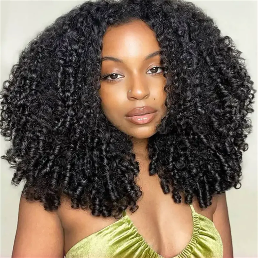 

Long Soft Kinky Curly 26Inch13x4HD Natural Black Lace Front Wig For Women Synthetic Preplucked Glueless Baby Hair Daily