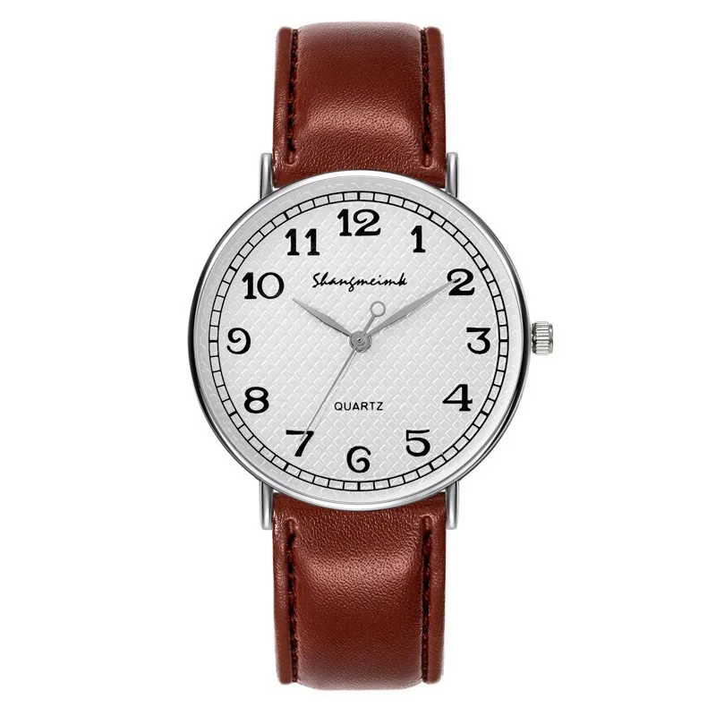 Reloj de pulsera de cuarzo para hombre, cronógrafo sencillo de alta gama, esfera redonda grande, correa de cuero, negocios