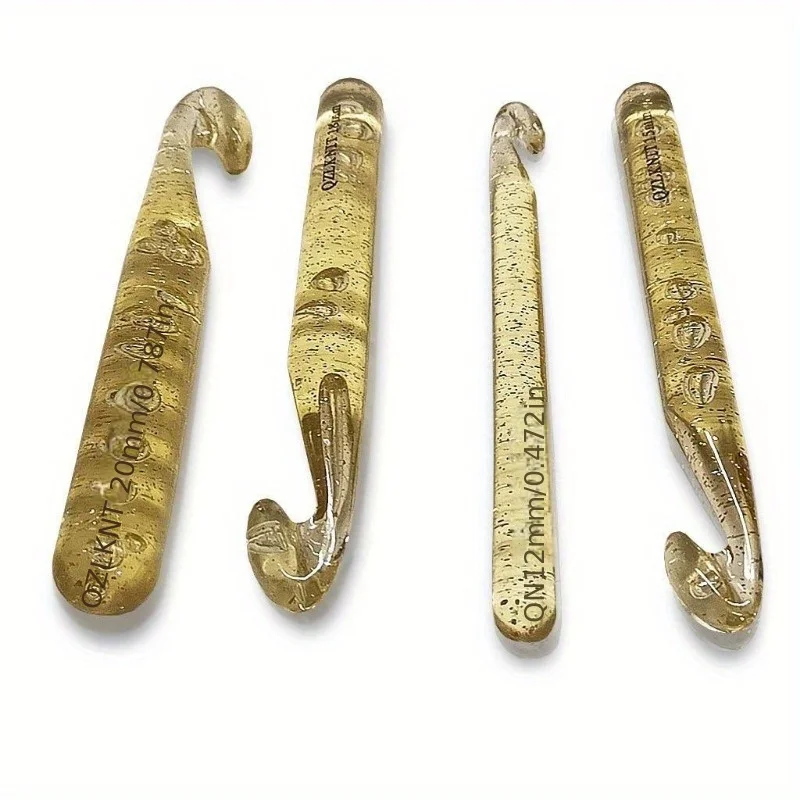 4-teiliges Set Große Häkelnadeln 12-20mm, Zitronengelbe Acrylnadeln mit Ergonomischem Griff für Dickes Garn, Decken- und Schal-Stricken
