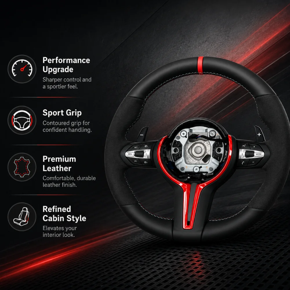 

Red Stripe Steering Wheel For BMW F30 F33 F34 F36 F10 F07 F12 F15 F16 F25 F26 F20 F22 F23 For Suede Wheel Modify Upgrade