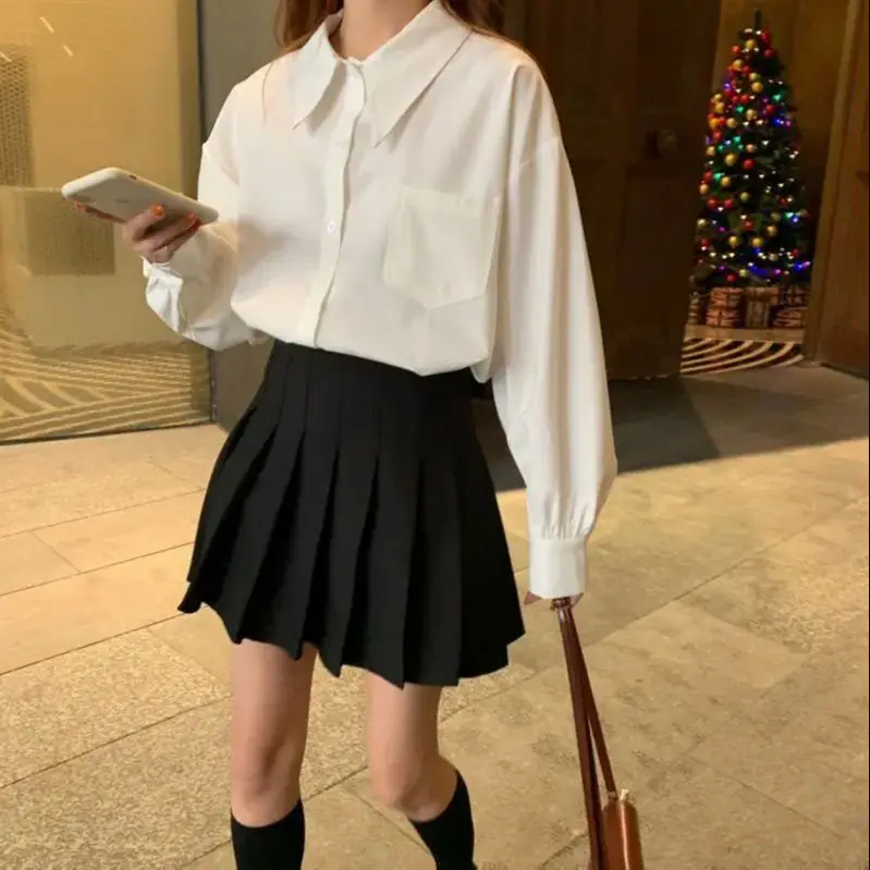 French White Shirt 2024 Autumn Bow Design Long-Sleeved Tops Retro Temperament Shirt Women Fashion Shirt Tops