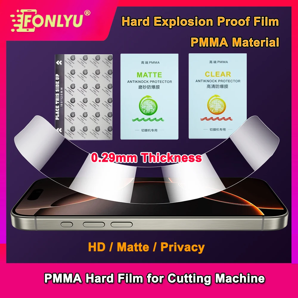 

FONLYU 50PCS PMMA Explosion-Proof Hard Thick Anti-Impact Film Mobile Phone Screen Protector HD MATTE PRIVACY Hardness Micas