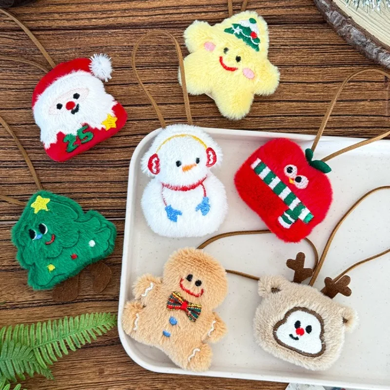 Christmas Plush Keychain Cartoon Santa Claus Christmas Tree Doll Stuffed Toys Car Keyring Bag Pendant Hanging Decor Gift 키링