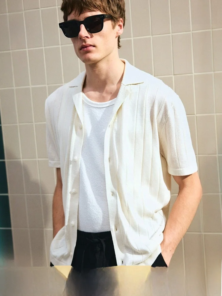 

H & M Мужской кубинский воротник-стойка из смешанного волокна, повседневная свободная одежда без рукавов, однотонная весенняя модная молодежная одежда