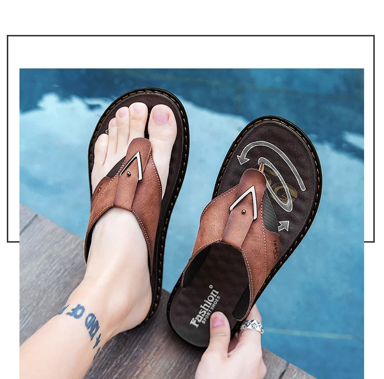Flip-Flops Summer Classic High-Quality Fashion Soft-Sole Non-Slip Comfort Breathable Light Outdoor Men's Casual Walking Slippers