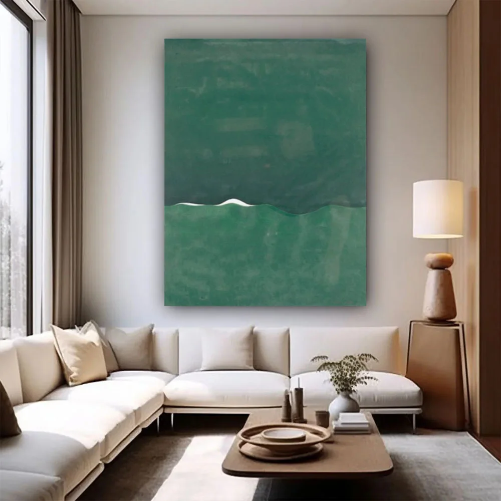 

Hand Drawn Green Square Abstract Oil Painting 100% Original for Living Room Home Wall Decor High-quality Interior Aesthetics