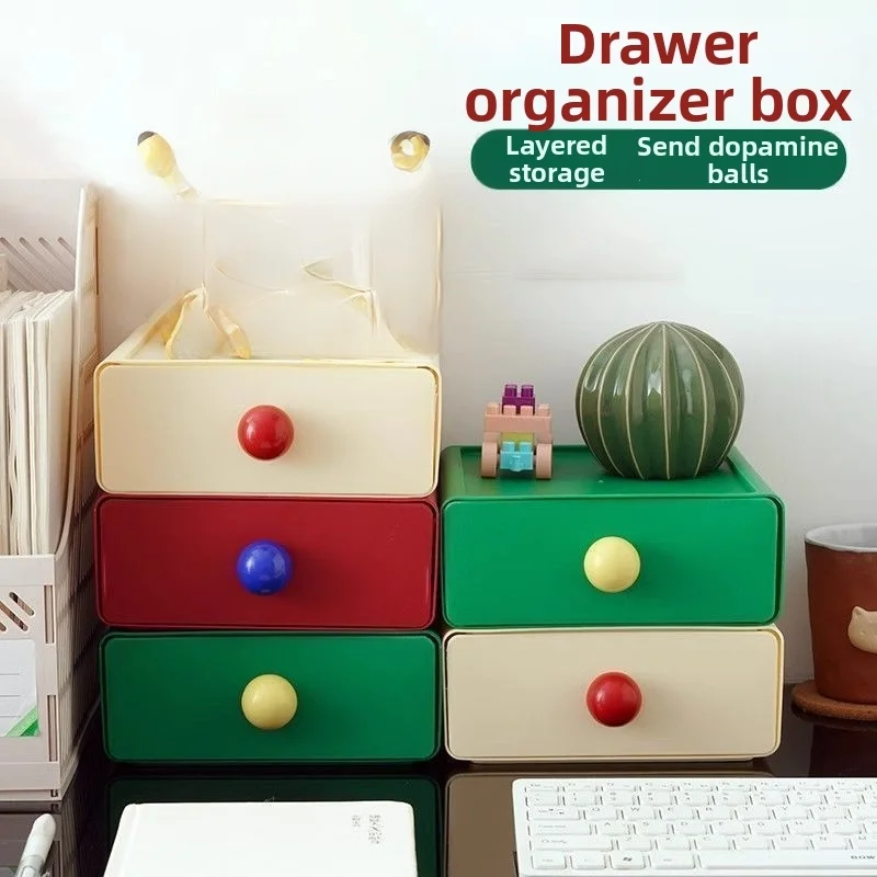 Desktop Storage Drawer Cosmetics Stackable  Storage Boxes Color Contrast Drawer Organizer Office Sundries Stationery Storage