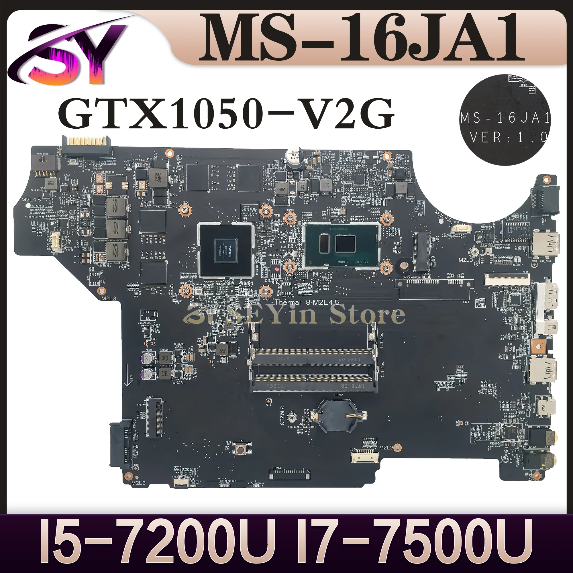 

MS-16JA1 Mainboard For MSI PL62 (7TH GEN) MS-16JA MS-16JA1 Laptop Motherboard I5-7200U I7-7500U GTX1050 100% Working