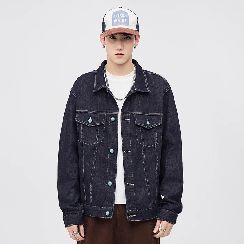 

Джинсовая куртка для мужчин, японская уличная одежда, свободная повседневная городская площадь проведенияカ피 Amekaji, винтажная джинсовая куртка-карго, пальто, мужская верхняя одежда