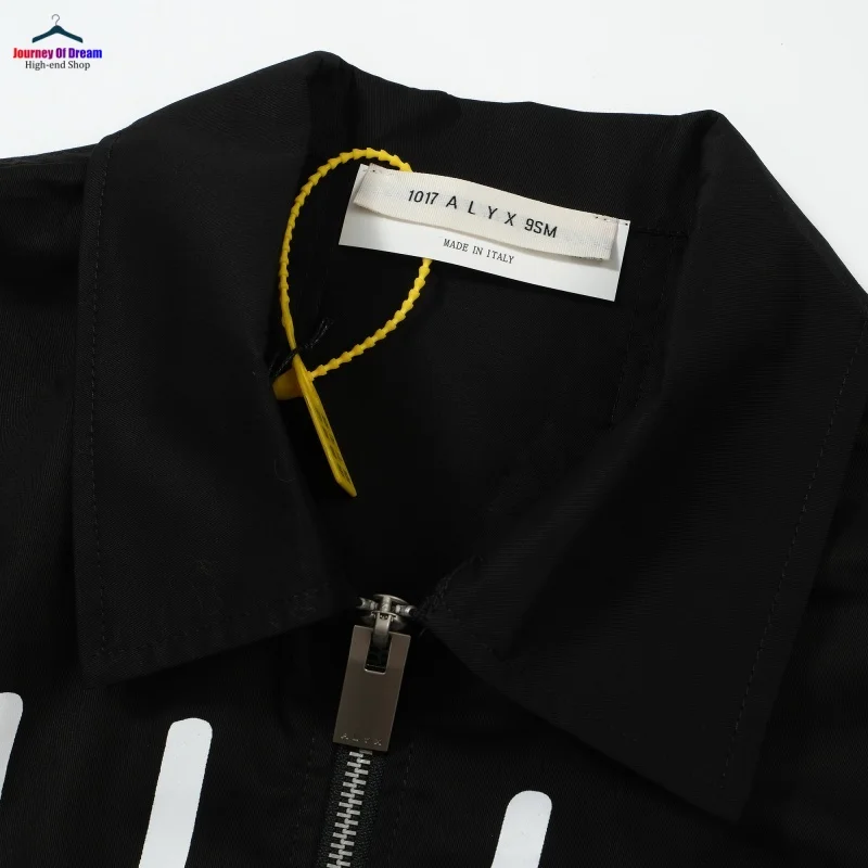 25SS New ALYX 1017 9SM Men's  Women's Inkjet Graffiti Logo Functional Zipper Short-Sleeved Shirt Black