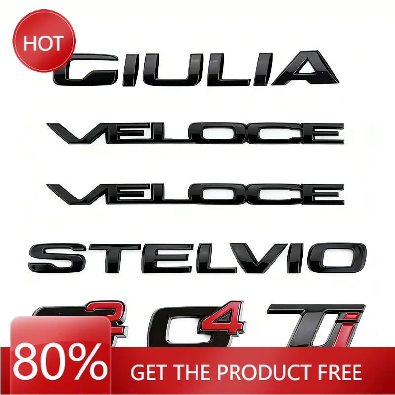 Hub Caps Car ABS Trunk Words Letters Logo Badge Emblem Decals Sticker For Alfa Romeo Giulia Stelvio Q2 Q4 Ti Veloce Auto Accesso