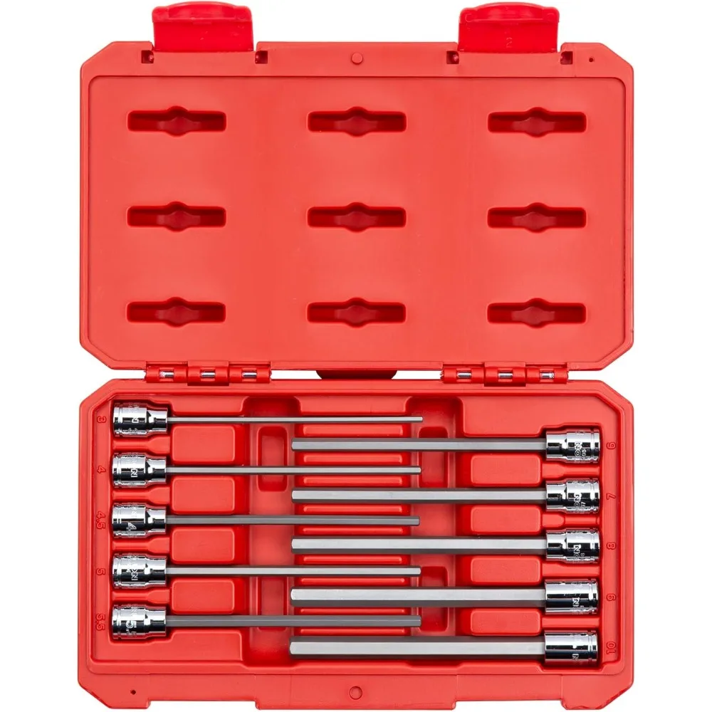 3/8 Inch Drive Long Hex Bit Socket Set, 10-Piece (3-10 mm) | SHB91302