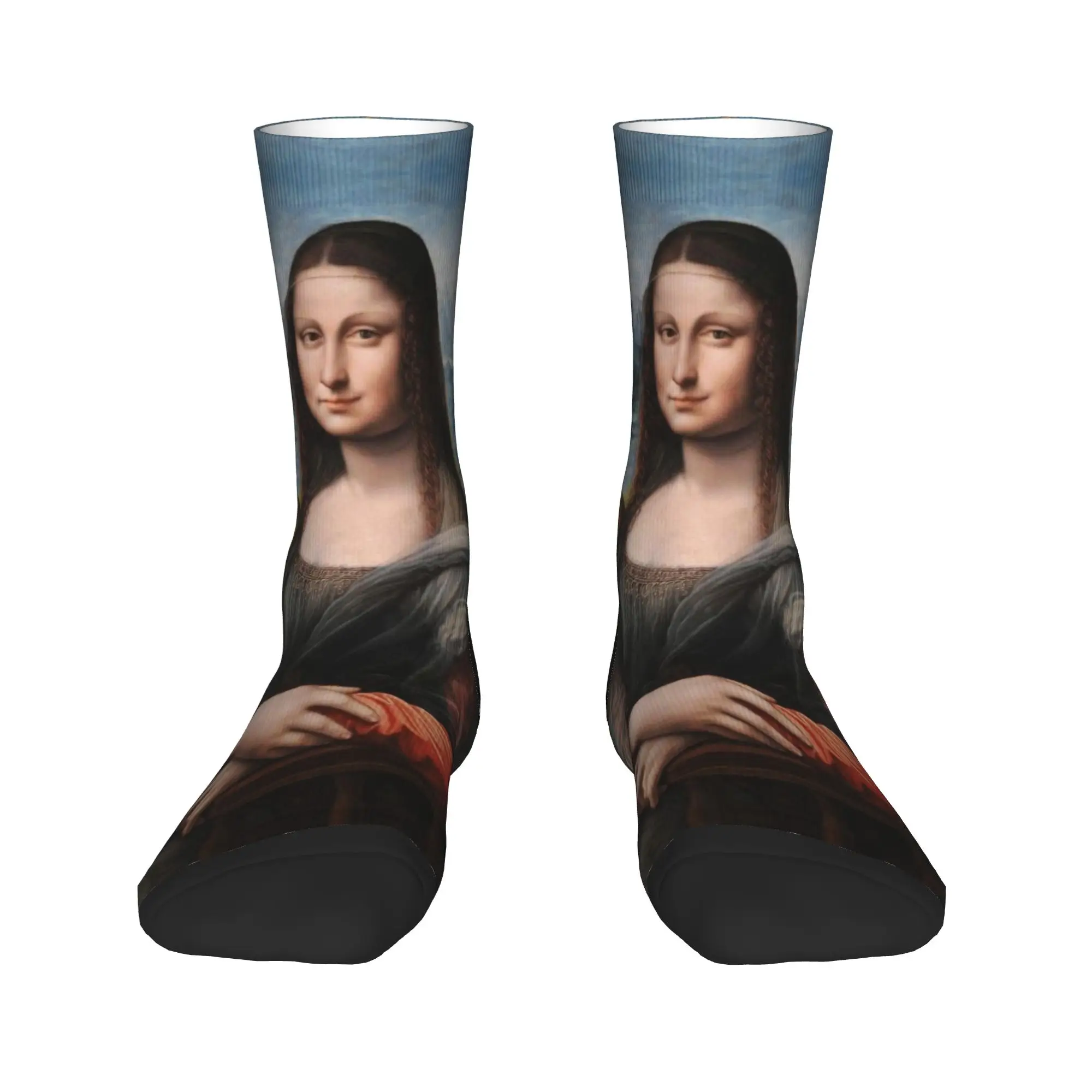 Mona Lisa Mountain View Socks  Leisure Stockings Autumn Non Slip Adults Men Socks High Quality Graphic Outdoor Socks