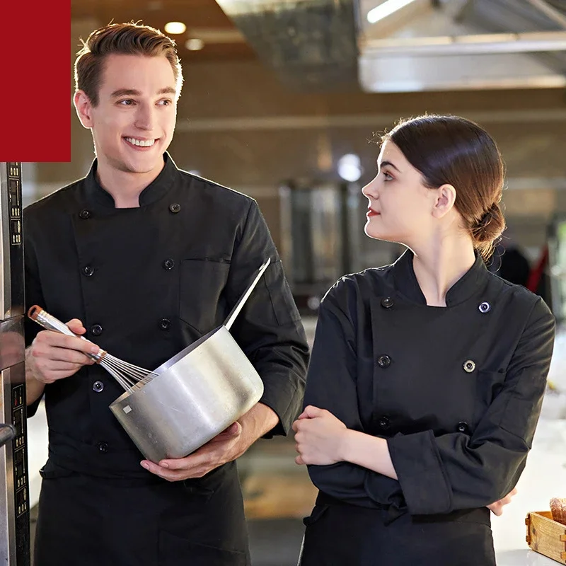 Jaqueta Chef Unisex para Homens, Uniforme de Restaurante, Roupas de cozinha, Cozinha do Hotel, Camisa para Restauração