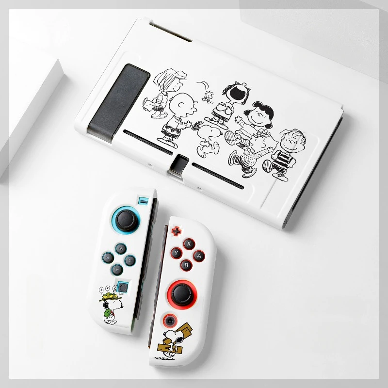 Cute Snoopy Cartoon TPU Soft Case Joycon Protective Shell Cover for Nintendo Switch NS OLED Console Crystal Cases Accessories